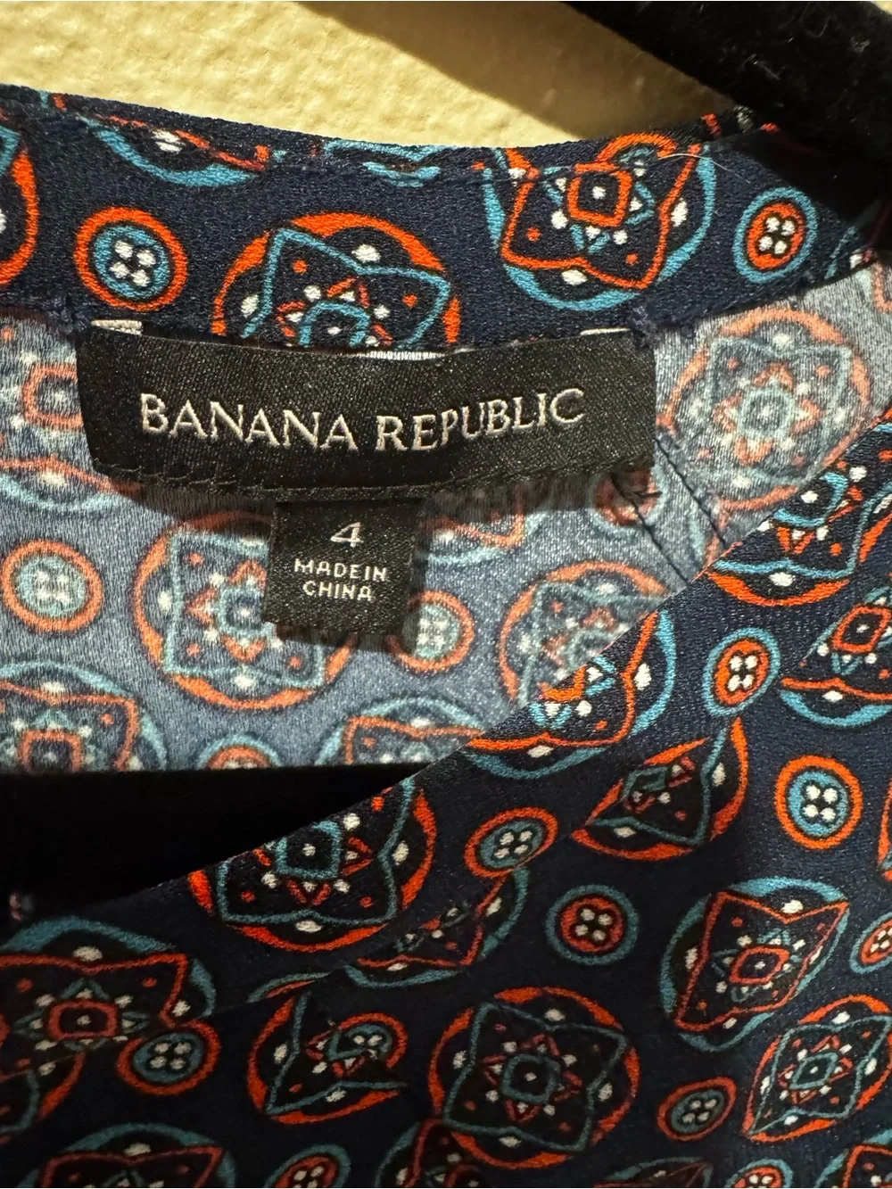Banana Republic Navy Printed Short-Sleeve Peplum Dress